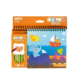 Apli #15207 Coloring Book w/Crayons - The Transports