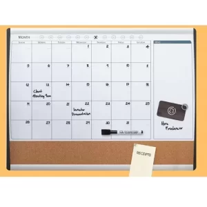 281079370 Quartet  Arc 79372 Calender/Memo Planner Black/Siver Frame  23 X 17 IN