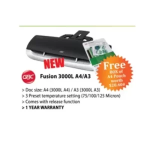 Gbc Fusion 3000L A4 Laminator Machine 2years carry in