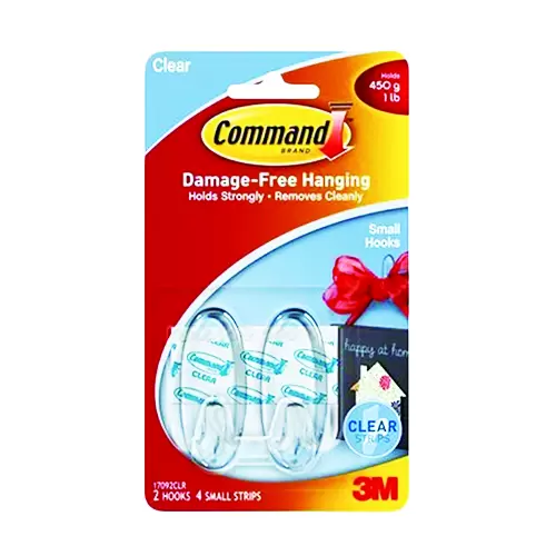 3M17092CLR 2 small clear hooks with 4 clear strips (36pkt/ctn) XA006701586