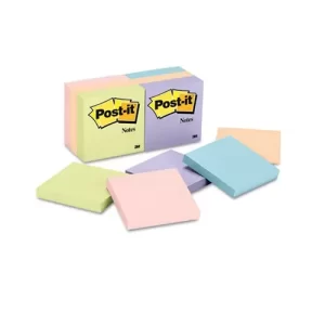 654-Ast 3x3x100sht Assorted Pastel  Col 12p/Pk (216/Ctn) 70005298941