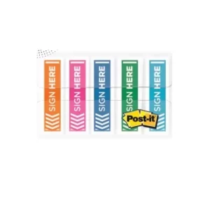 3m 684-Sh-Opbla Post It ''Sign Here'' Flags 47inx1.7in 100sht/Pkt (Orange/Pink/Blue/Lime/Aqua/Pkt) 70005255248