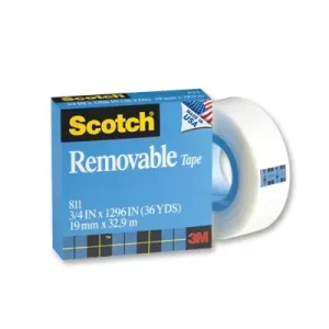 Scotch Removable Magic Tape 811, 3/4''X36yds 70005180537