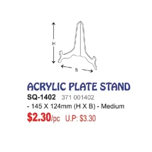 SQ-1402 Acrylic Plate Stand-Medium 145h X 124mmb