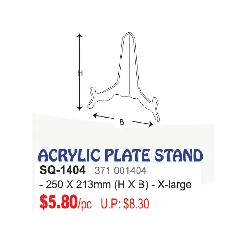 SQ-1404 Acrylic Plate Stand-X.Large 250hx213mmb