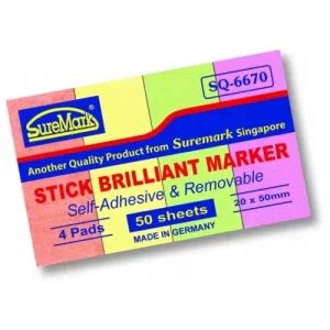 SQ 6670 Stick Note Pad 20 X 50mm  (4/Pk)