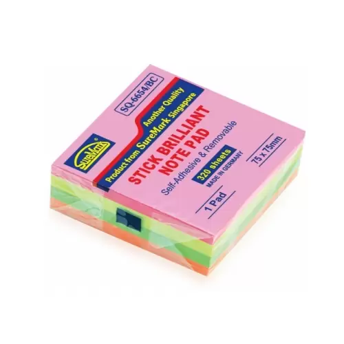 Sq-6654/Bc Stick Brilliant Note Pad 4colsx80shts /Pad