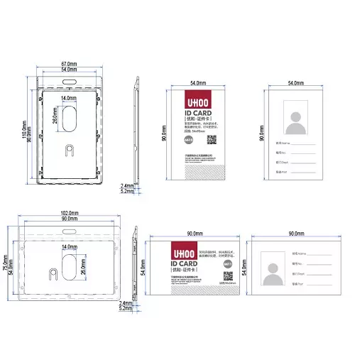 Landscape 90X54mm Id Card Holder High Quality Environmental friendly
