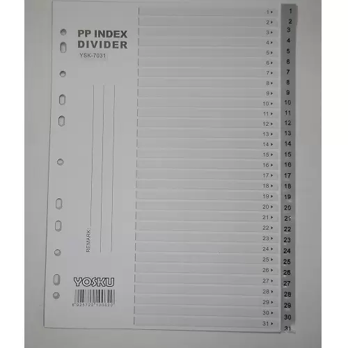 A4 1-31 Pd-01-31g Pvc Grey Divider (100set/Ctn)