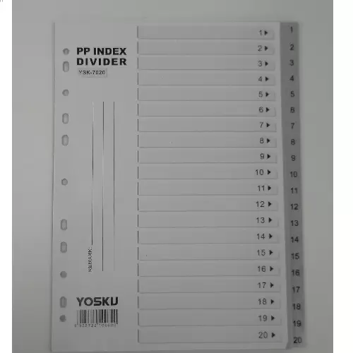 A4 1-20 Pd-01-20g Pvc Grey Divider (120set/Ctn)