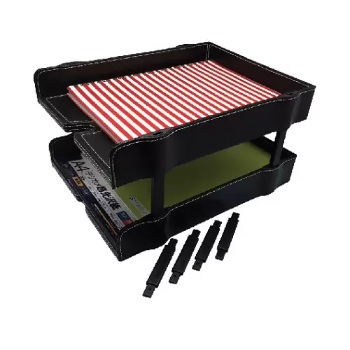 LV-STT-03 Faux Leather A4 Doc Tray 2-Tier
