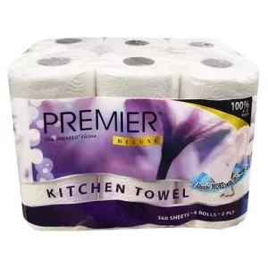 Premier Deluxe kitchen towel 60's x 6rolls=1pkt 2 ply (9'') (3pkts/Ctn)