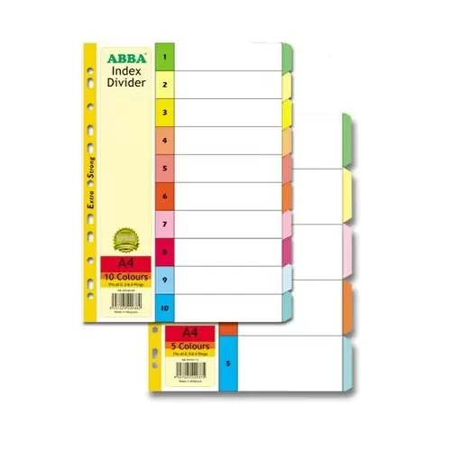 Abba 5 Col Paper Dividers Ab22000