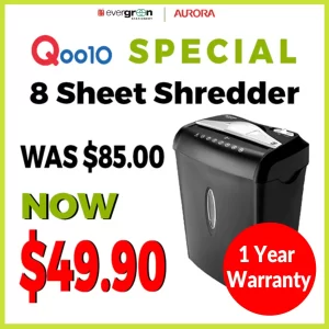 Aurora AS875C Shredder Cross-cut, 8 sheets, shreds credit card