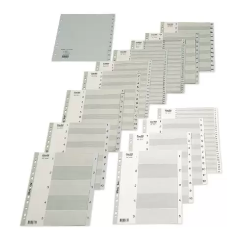 Bantex 6218/ Elba 621899-05 1-15 PP Dividers (Grey) 20/100
