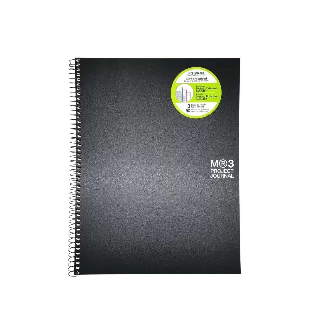 APLI 2648 NB-3 A4 90 SQU+HOR+PLAIN 70G PP BLACK PROJECT JOURNAL MR BOOK
