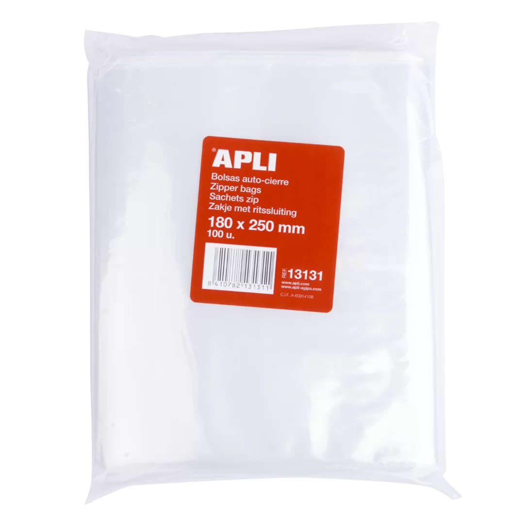 Apli #13131 Zip Lock Bag 18 x 25cm 100s