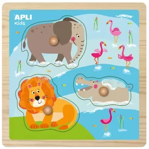 Apli #15179 ( #15178 Display ) Knob Wooden Puzzle Zoo
