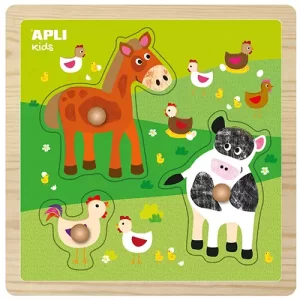 Apli #15180 ( #15178 Display ) Knob Wooden Puzzle Farm