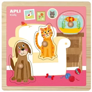 Apli #15181 ( #15178 Display ) Knob Wooden Puzzle Pets