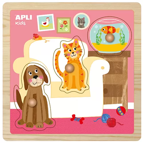 Apli #15181 ( #15178 Display ) Knob Wooden Puzzle Pets