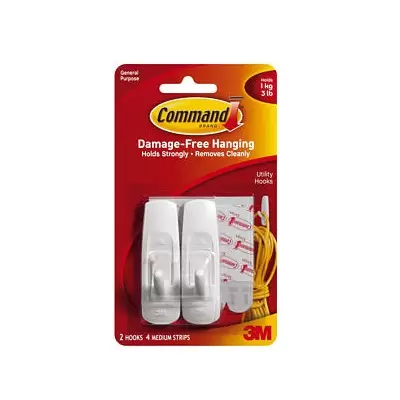 17001 Medium Hook With Command Adhesive-2pcs/Pkt (36pkt/Ctn) XA004193497