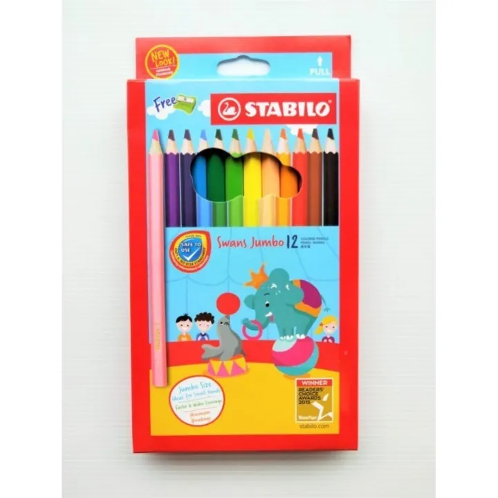 STABILO PP 0092 Jumbo 12 colour pencil, Bundle with #364/2B-6-1 box STABILO Jumbo pencil 2B