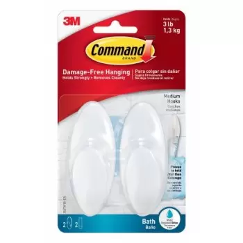 Command(TM) Medium Bath Hooks with Water-Resistant Strips BATH-18 XA006713383